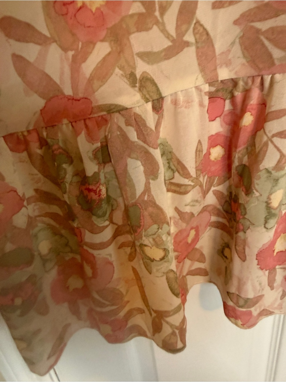EUC. Sheer Floral Kimono Duster Cover-Up | Women's OS | Boho Romantic Ruffle Hem - Picture 6 of 7
